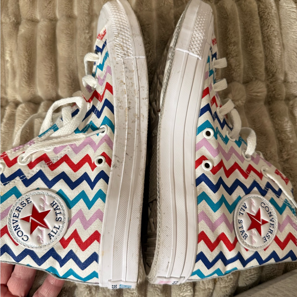 High-Top Converse Chuck Taylor Sneakers Colorful Zigzag Pattern - Like New